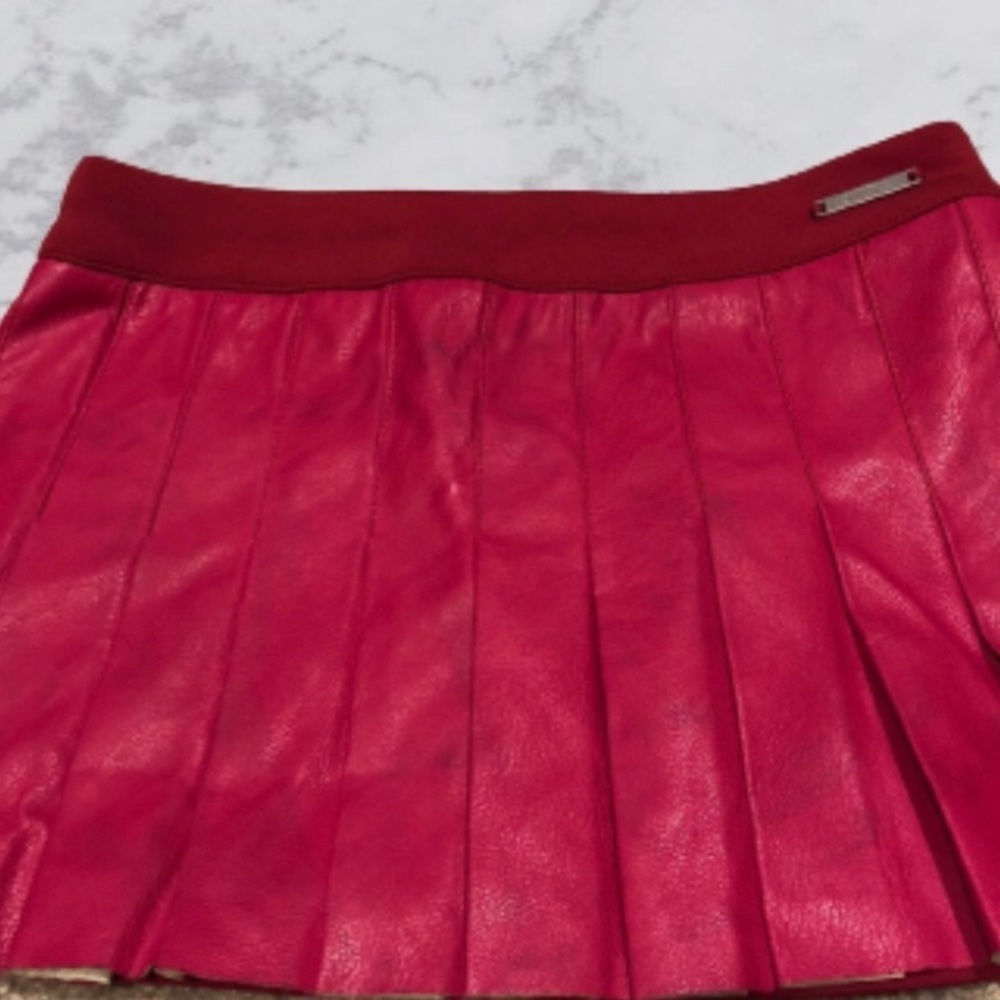 Bold hot pink Pleated Faux Leather Skirt (Mayoral Casual) NWT 3t